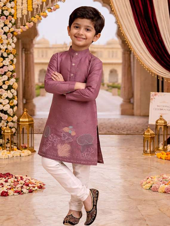 boys embroidered kurta and pyjama set