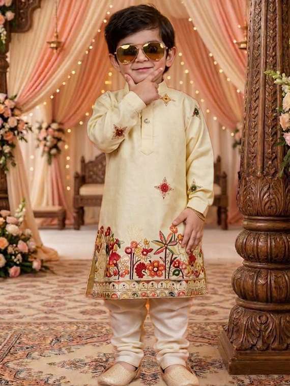 boys embroidered kurta and pyjama set