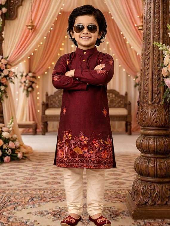 boys embroidered kurta and pyjama set