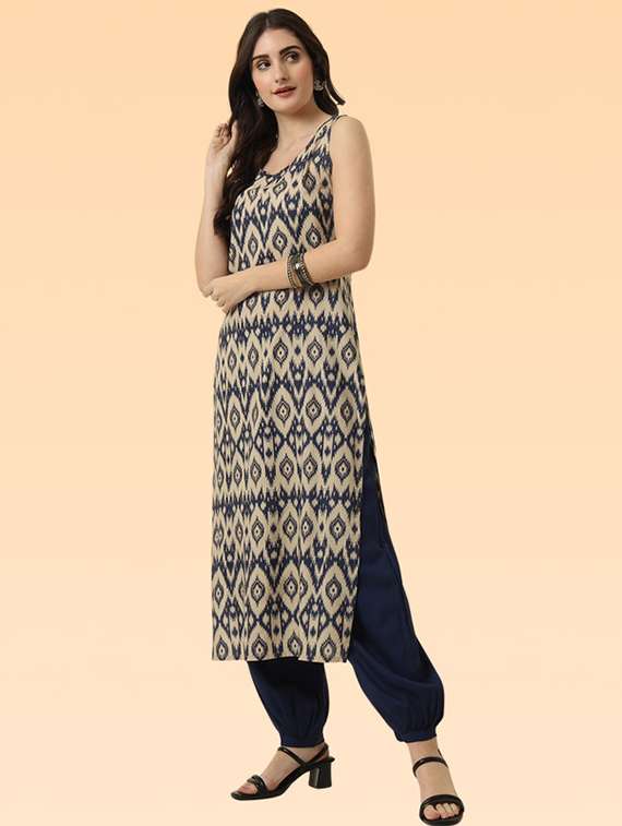 women beige rayon a-line kurta - 22449005 -  Standard Image - 5