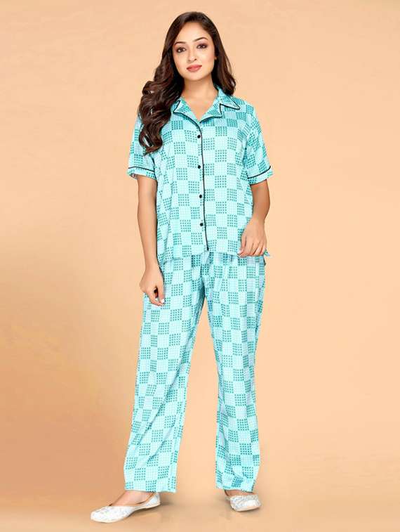 women printed nightwear pyjama set