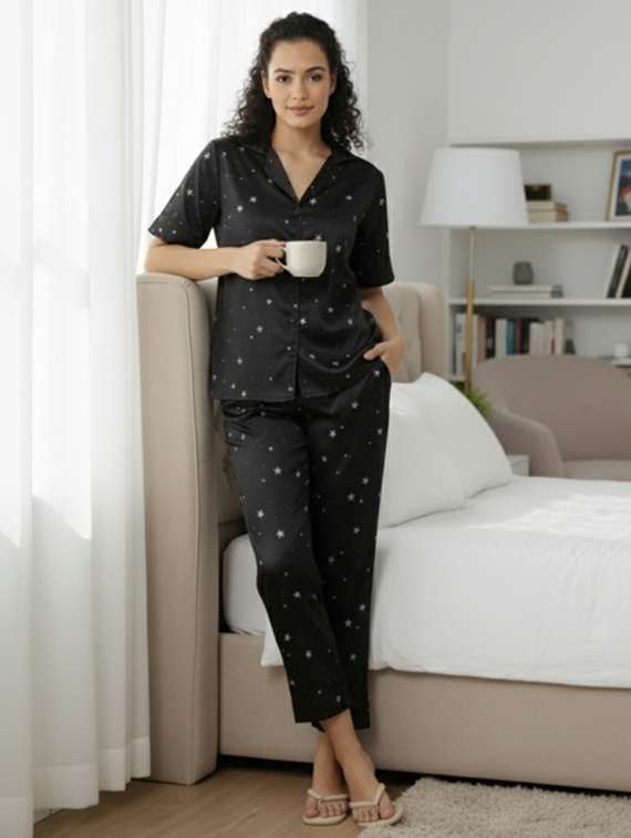 women printed nightwear pyjama set