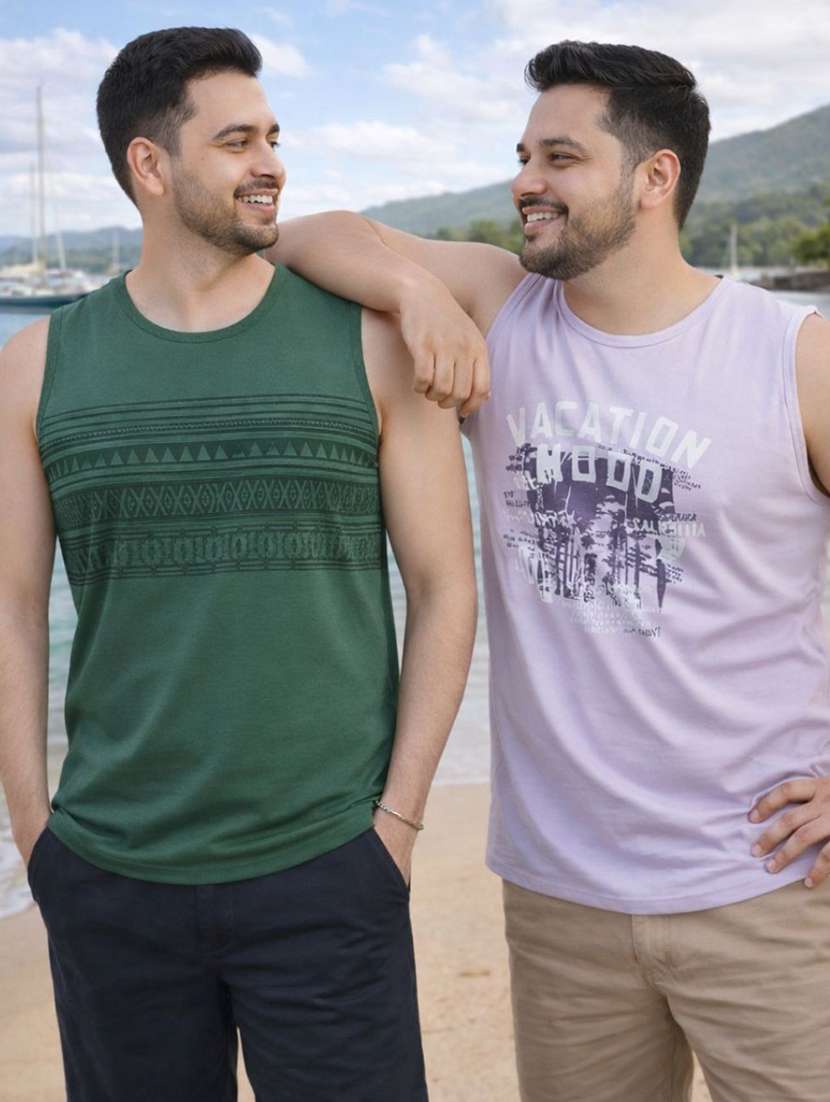 men multi colored cotton chest print t-shirt