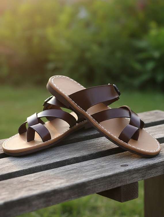 men brown toe seperator sandal
