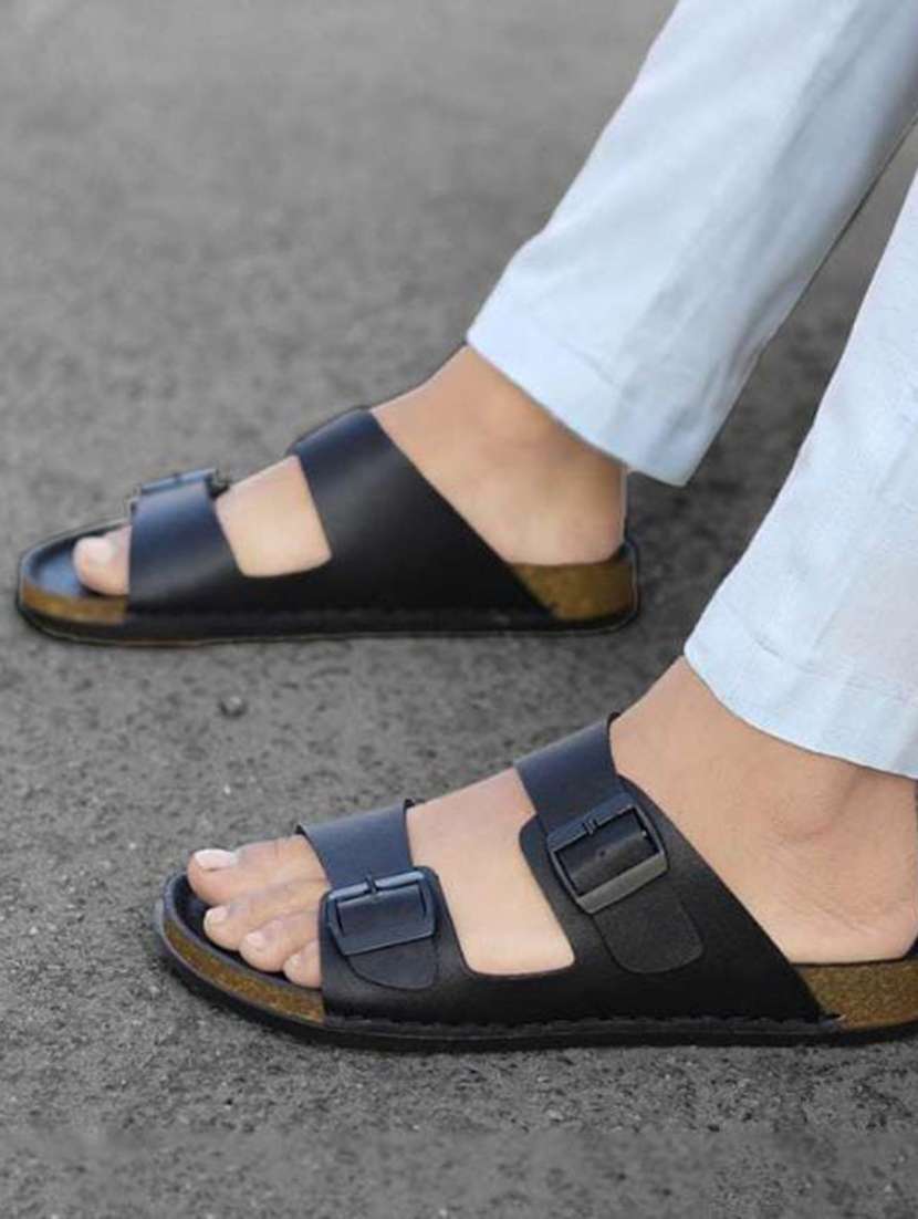 men black slip on sandal