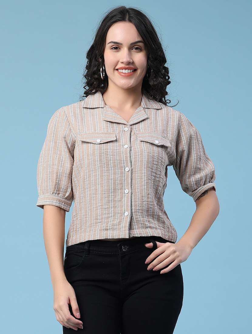 women printed collared shirt style top - 22449265 -  Standard Image - 3