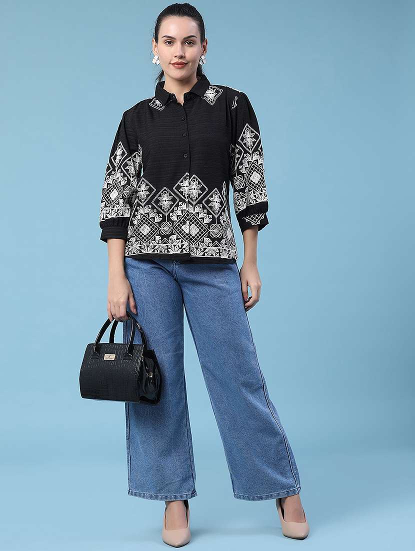 women embroidered collared regular shirt - 22449267 -  Standard Image - 5