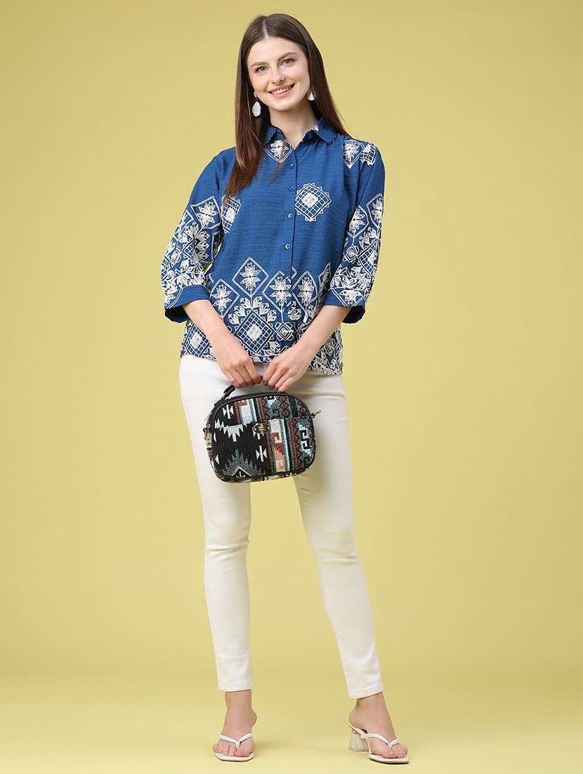 women embroidered collared regular shirt - 22449269 -  Standard Image - 5