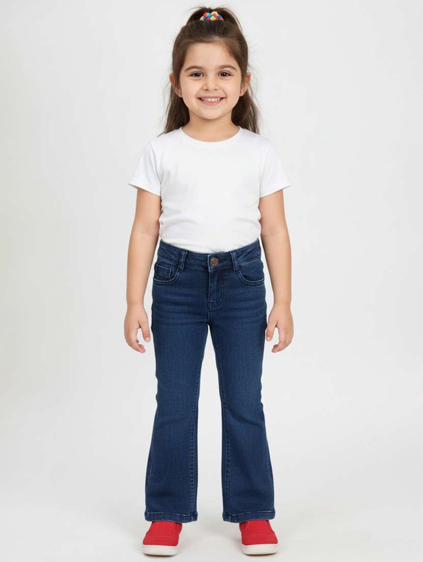 girls solid mid rise bootcut jeans