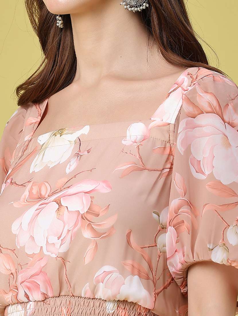 Women Printed Puff Sleeves Tiered Dress - 22449384 -  Standard Image - 5