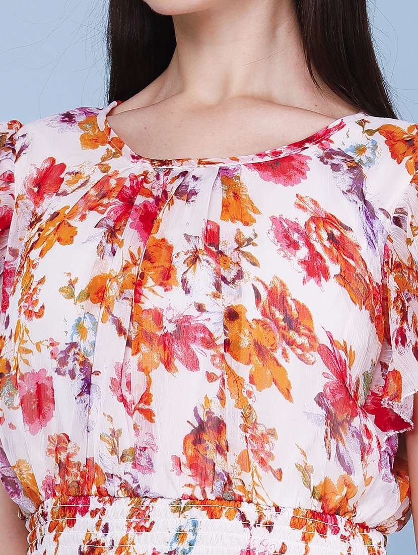 women printed short sleeves fit and flare dress - 22449385 -  Standard Image - 5