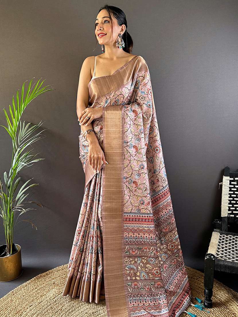 women printed saree with blouse