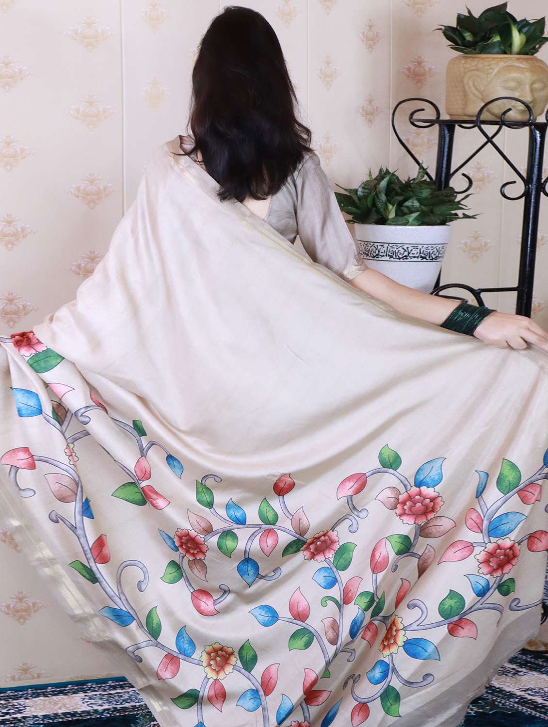 women kalamkari printed saree with blouse - 22449712 -  Standard Image - 3