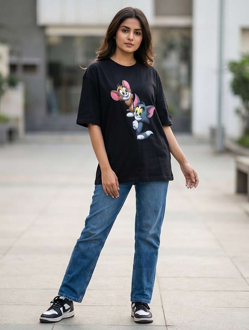 women graphic drop sleeve oversized t-shirt - 22449721 -  Standard Image - 3