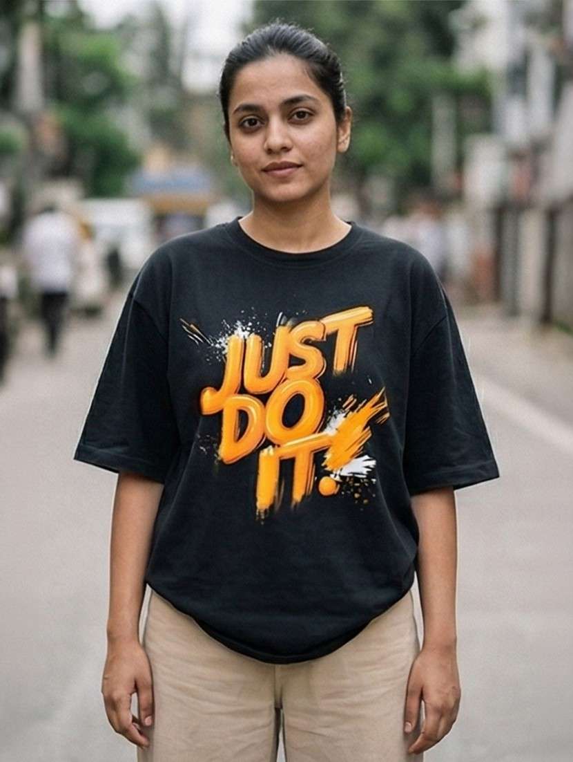 women typographic drop sleeve oversized t-shirt