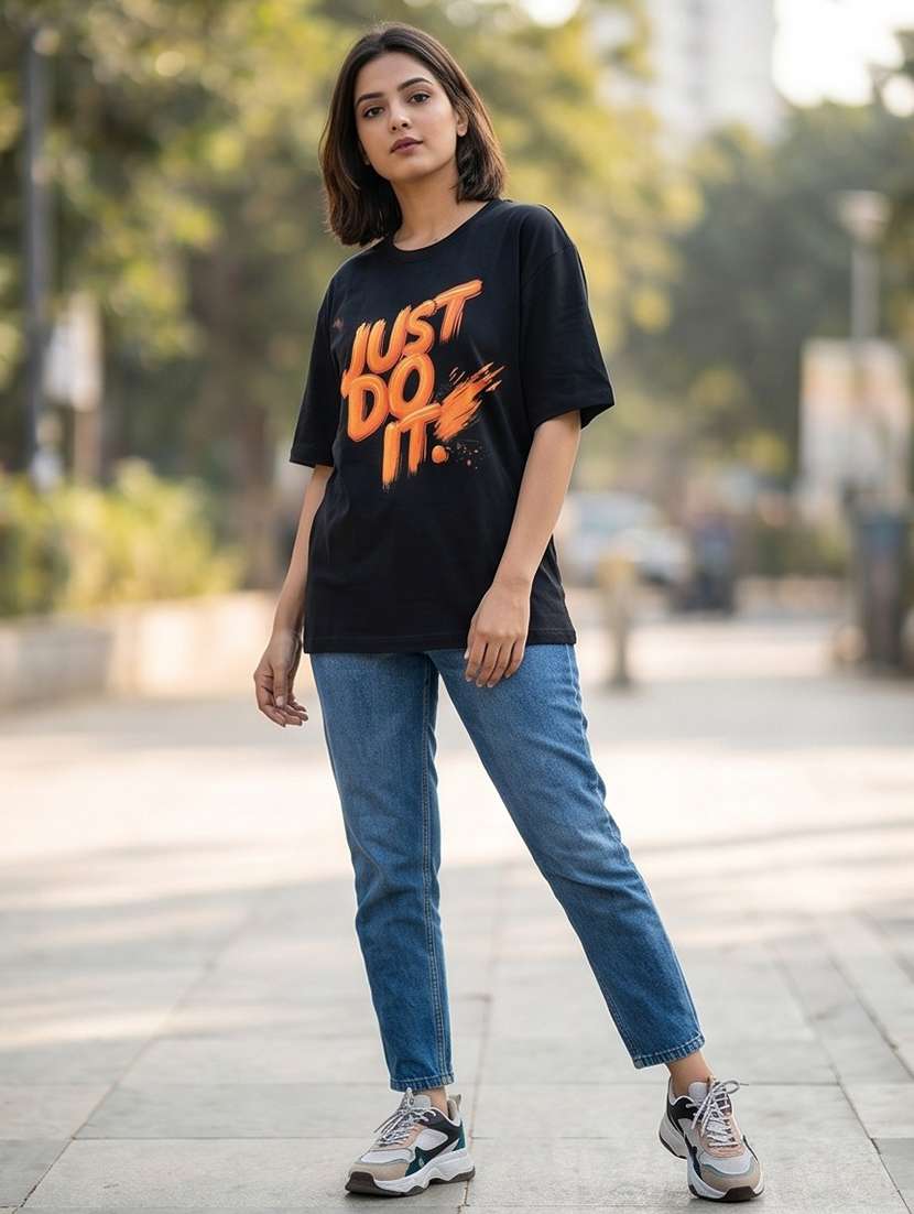 women typographic drop sleeve oversized t-shirt - 22449740 -  Standard Image - 3