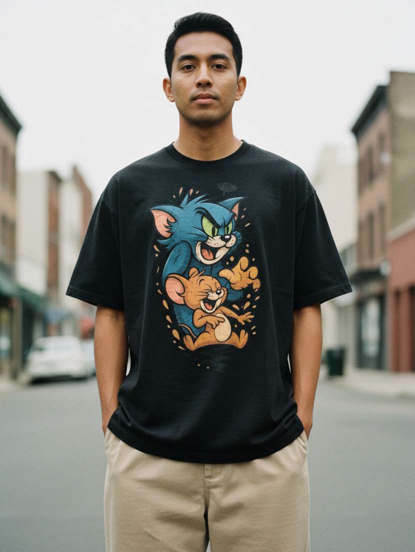 men graphic short sleeve oversized t-shirt