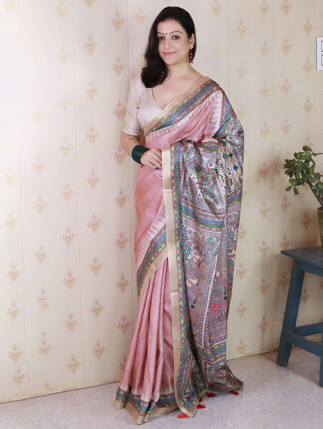 women printed saree with blouse