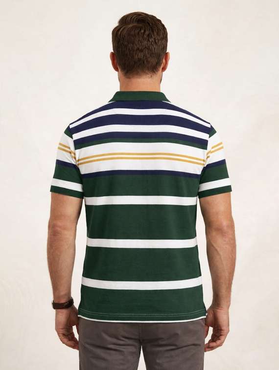Men Striped Short Sleeve Regular Fit Polo T-shirt - 22449832 -  Standard Image - 3