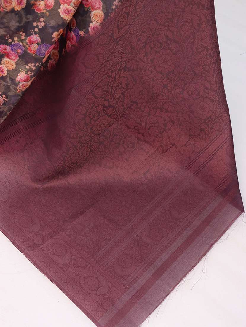 women floral printed bordered saree with blouse - 22449835 -  Standard Image - 3