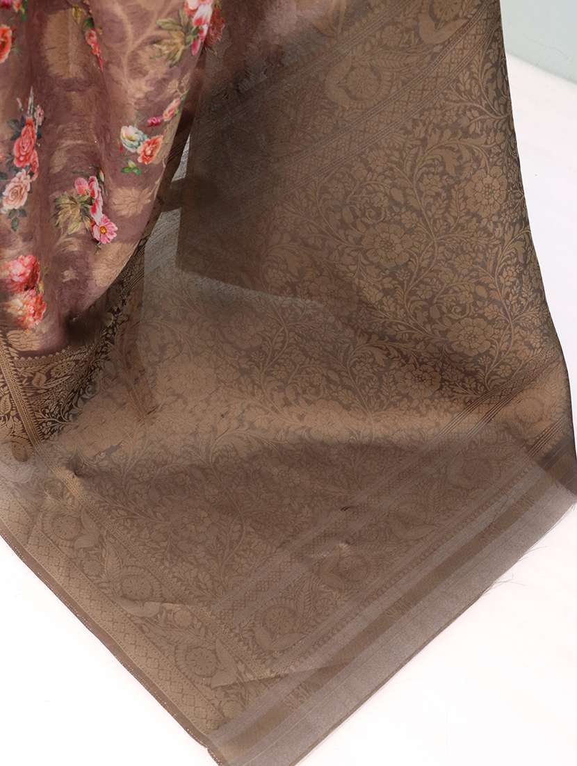 women floral printed bordered saree with blouse - 22449841 -  Standard Image - 3