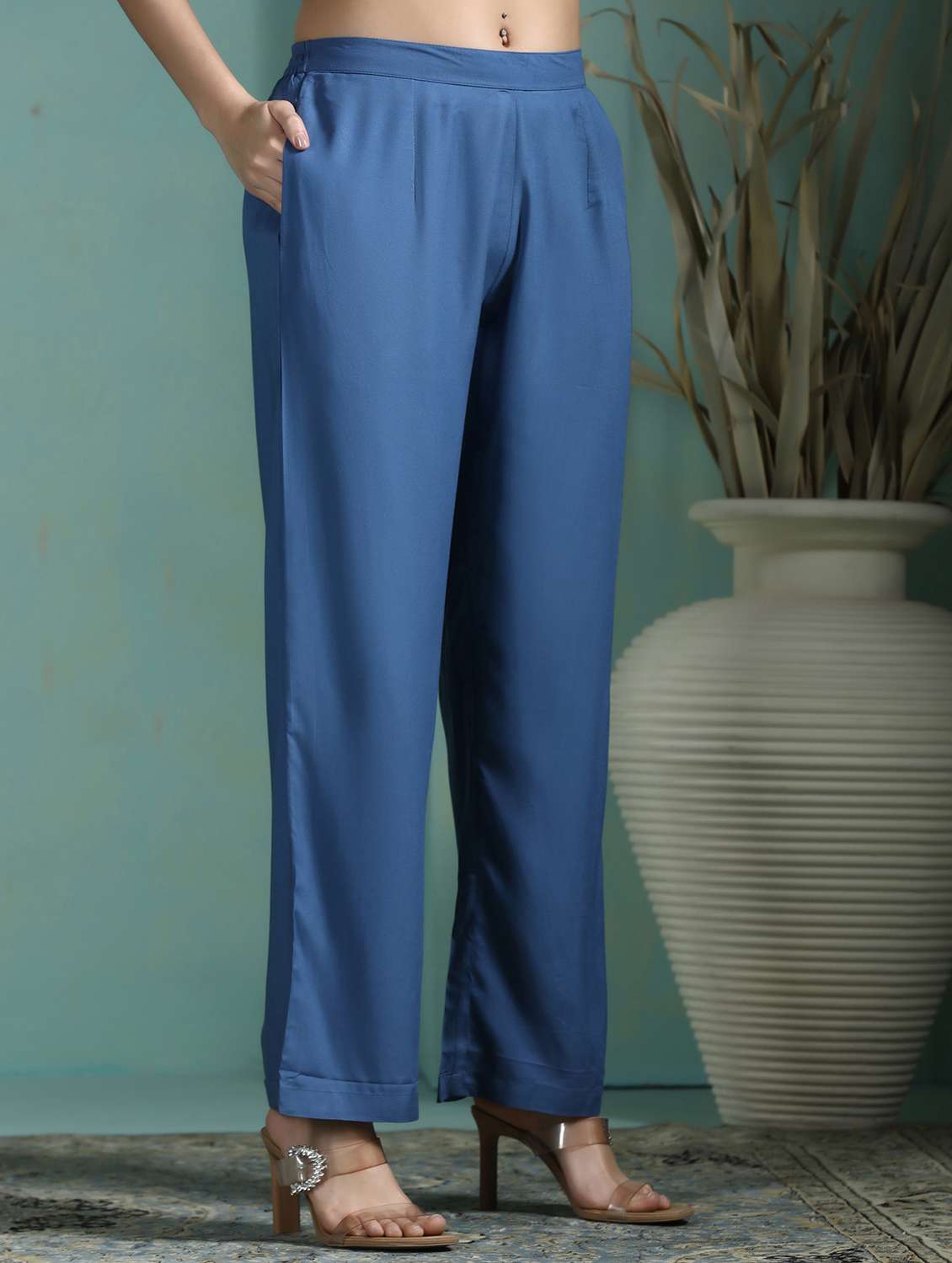 women blue kurta pant set - 22449880 -  Standard Image - 5