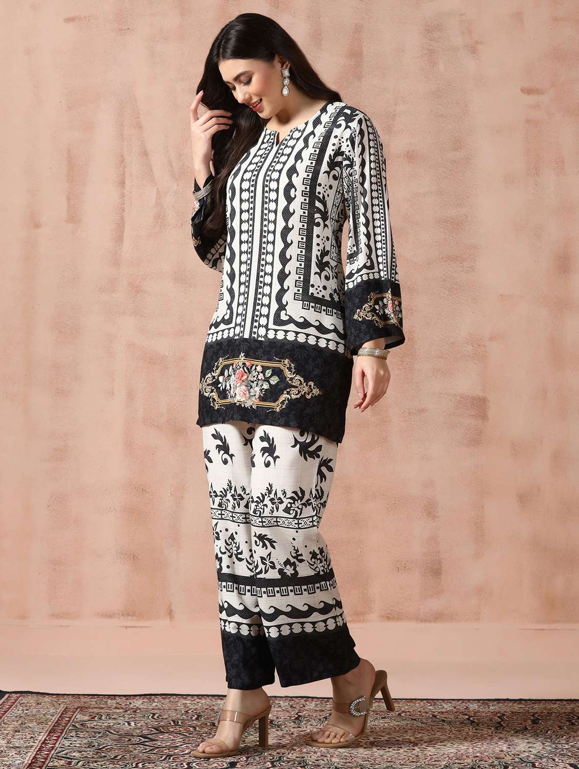 women beige kurta pant set - 22449882 -  Standard Image - 3
