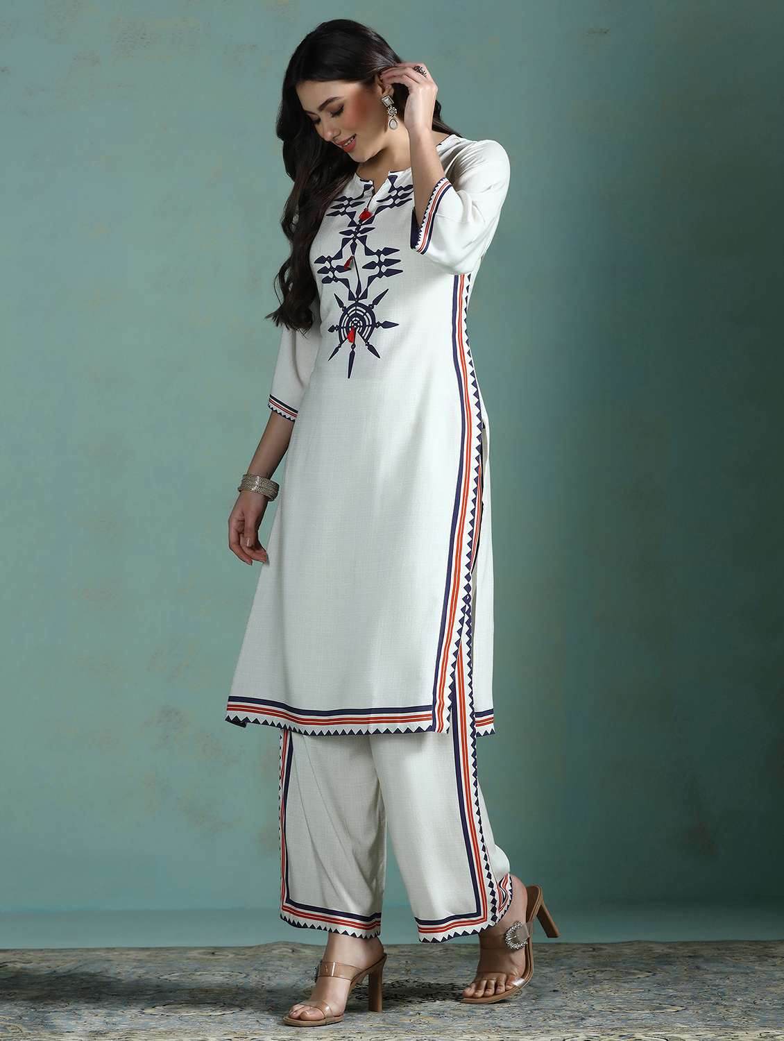 women cream kurta pant set - 22449883 -  Standard Image - 3