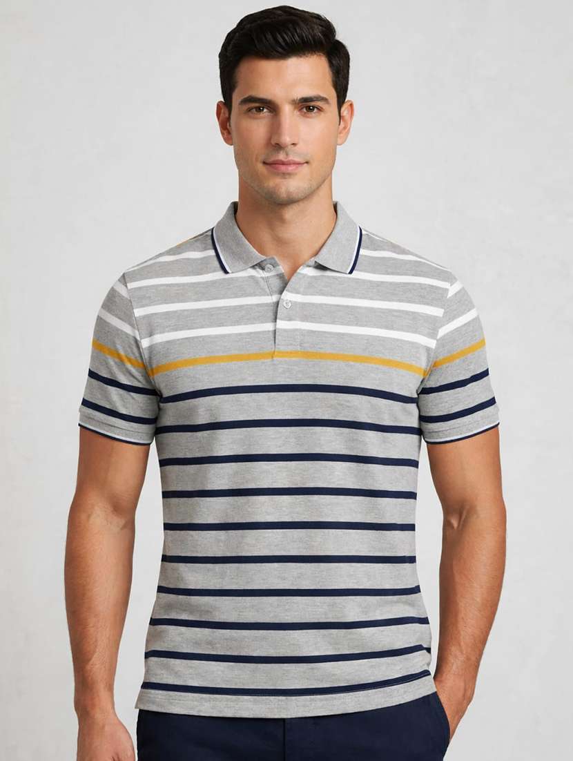 men grey melange cotton blend t-shirt