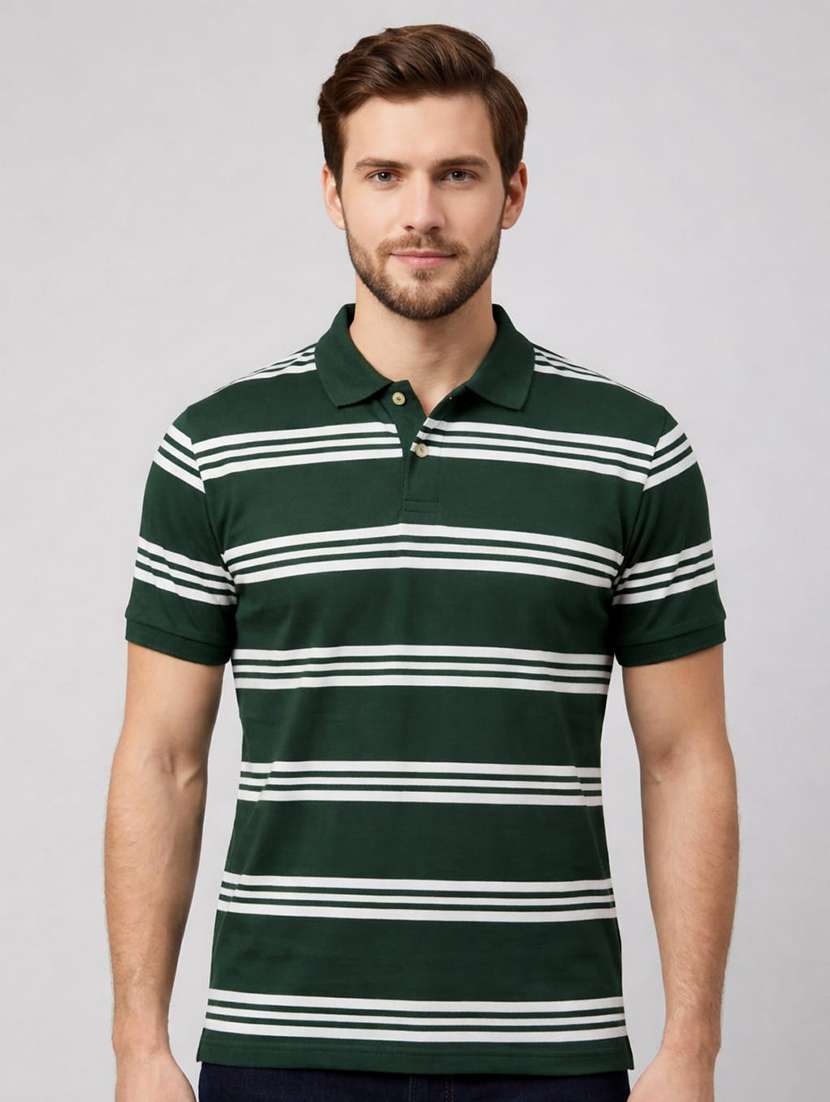 men teal cotton blend t-shirt