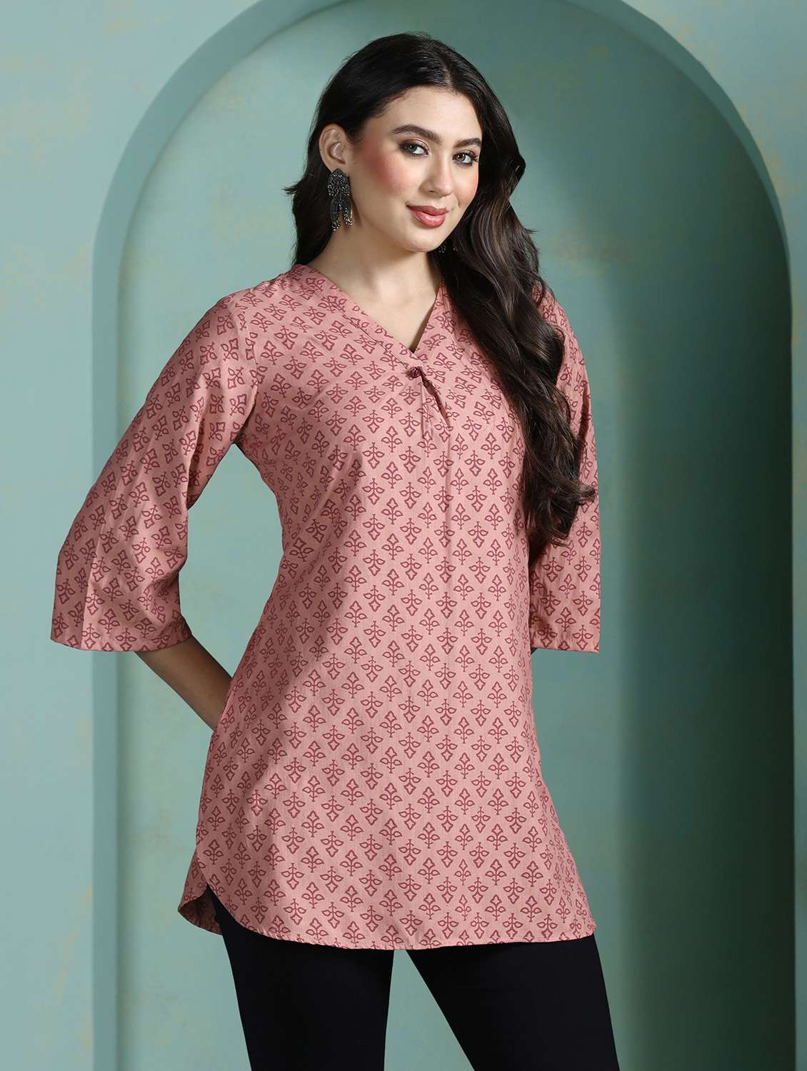 women pink viscose regular tunic - 22449889 -  Standard Image - 5