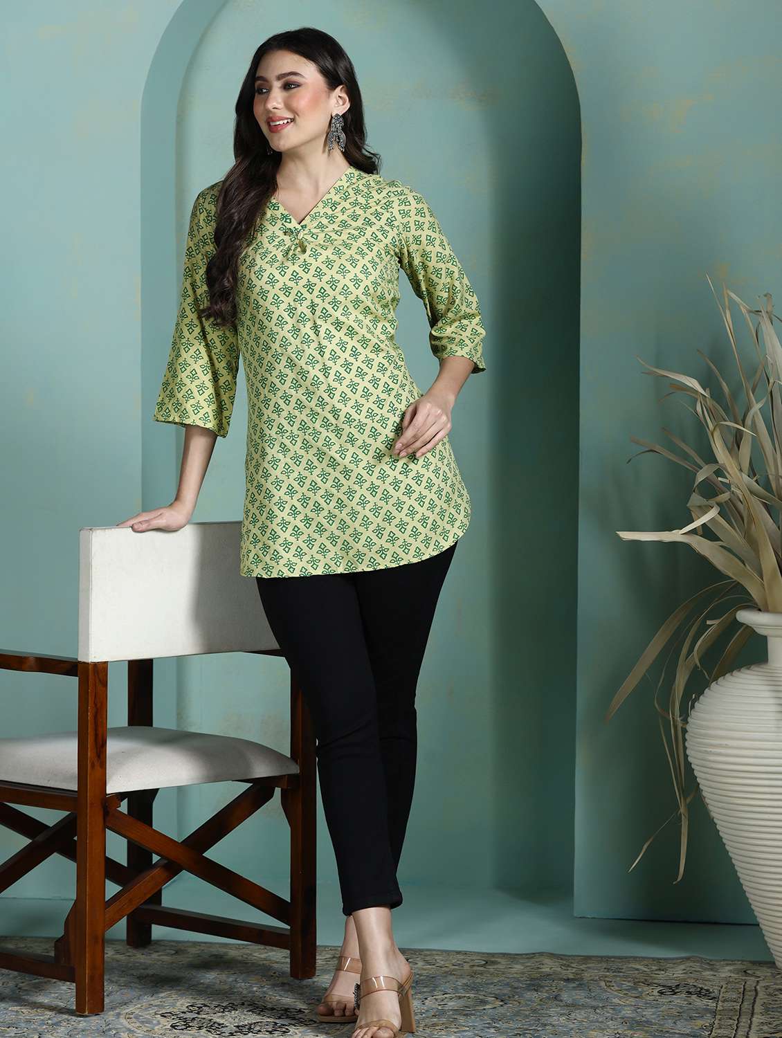 women green viscose regular tunic - 22449890 -  Standard Image - 5