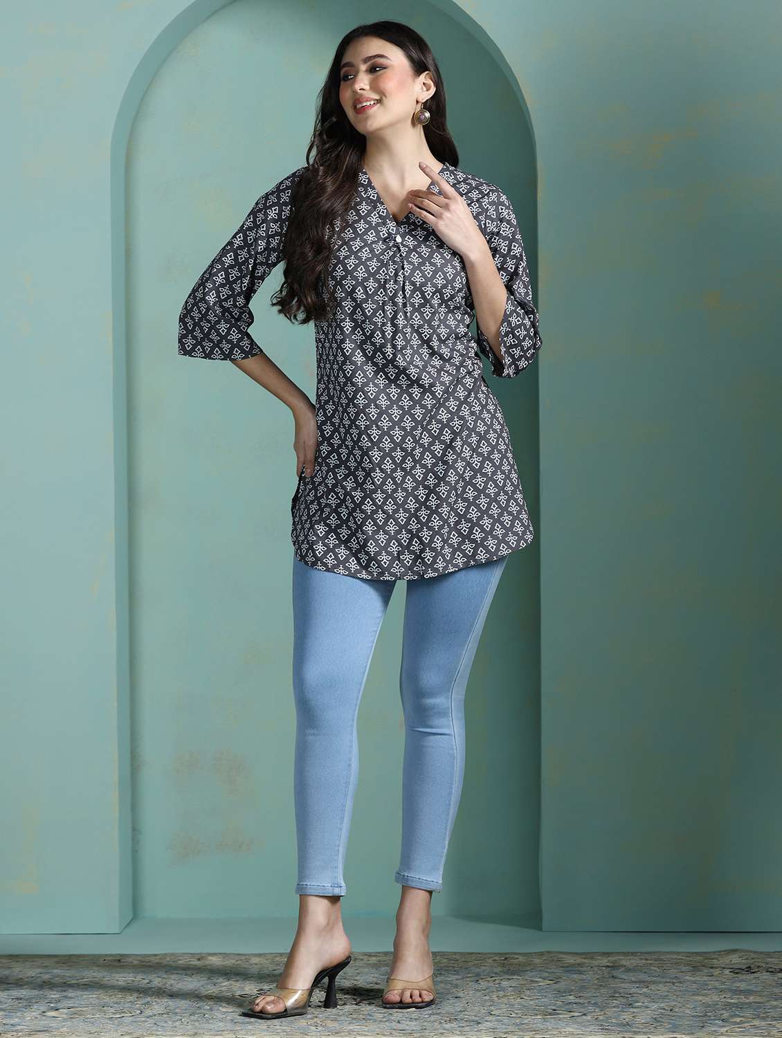 women grey rayon regular tunic - 22449893 -  Standard Image - 5