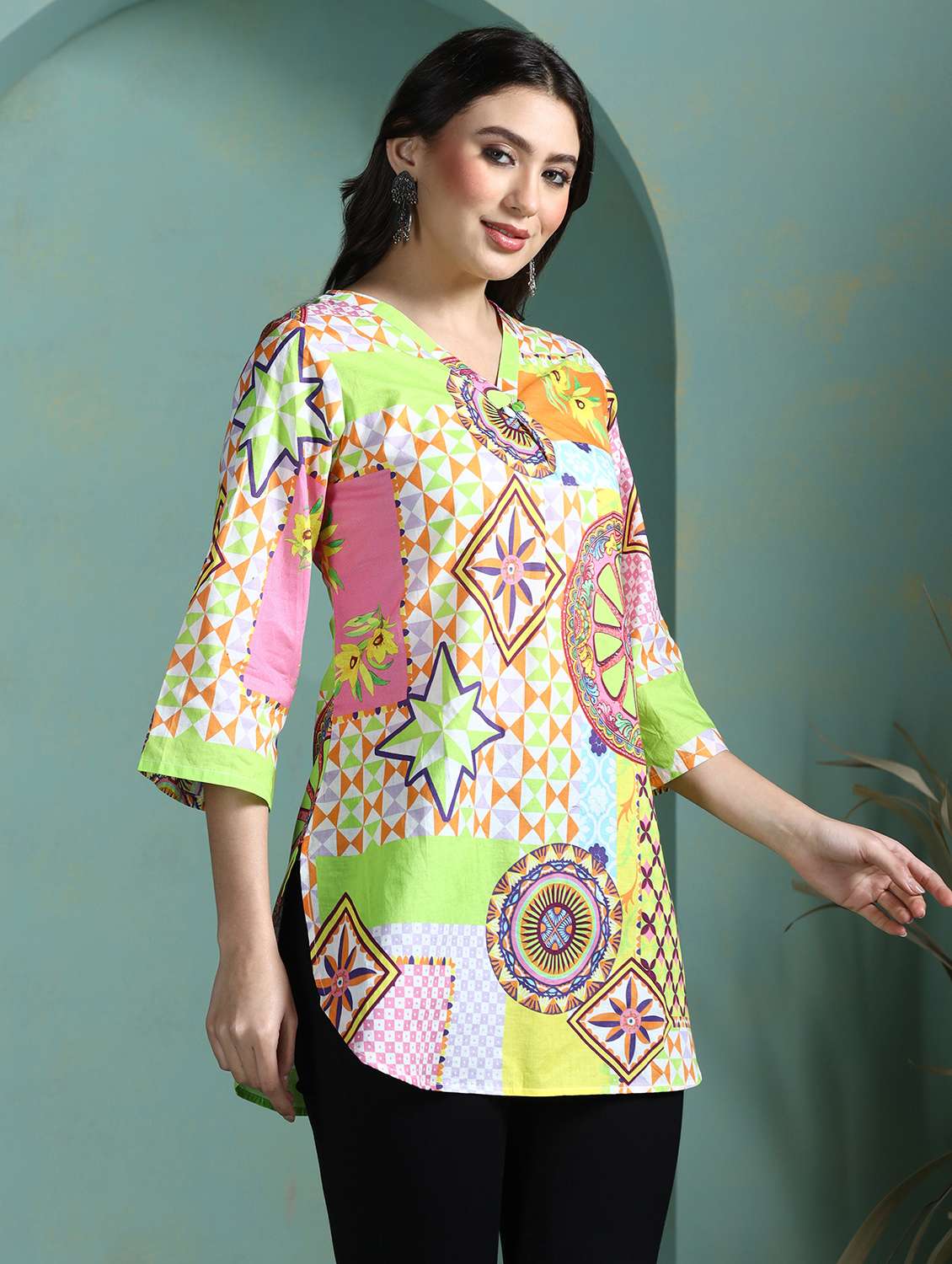 women black cotton regular tunic - 22449894 -  Standard Image - 3
