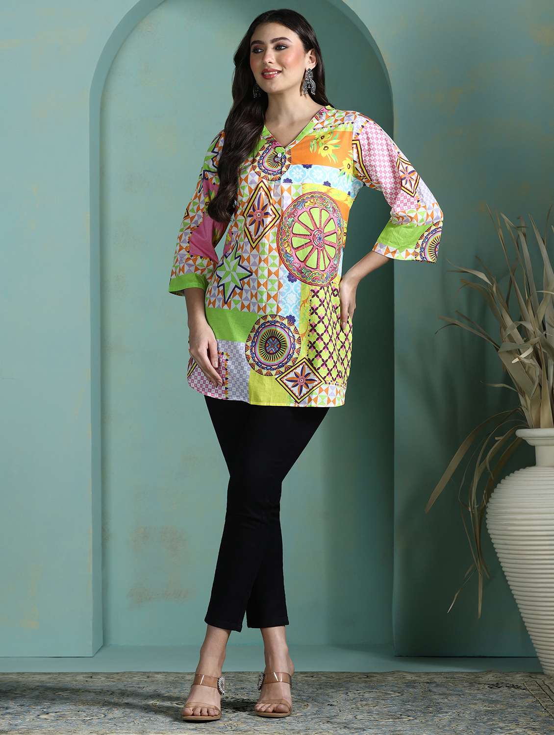 women black cotton regular tunic - 22449894 -  Standard Image - 5