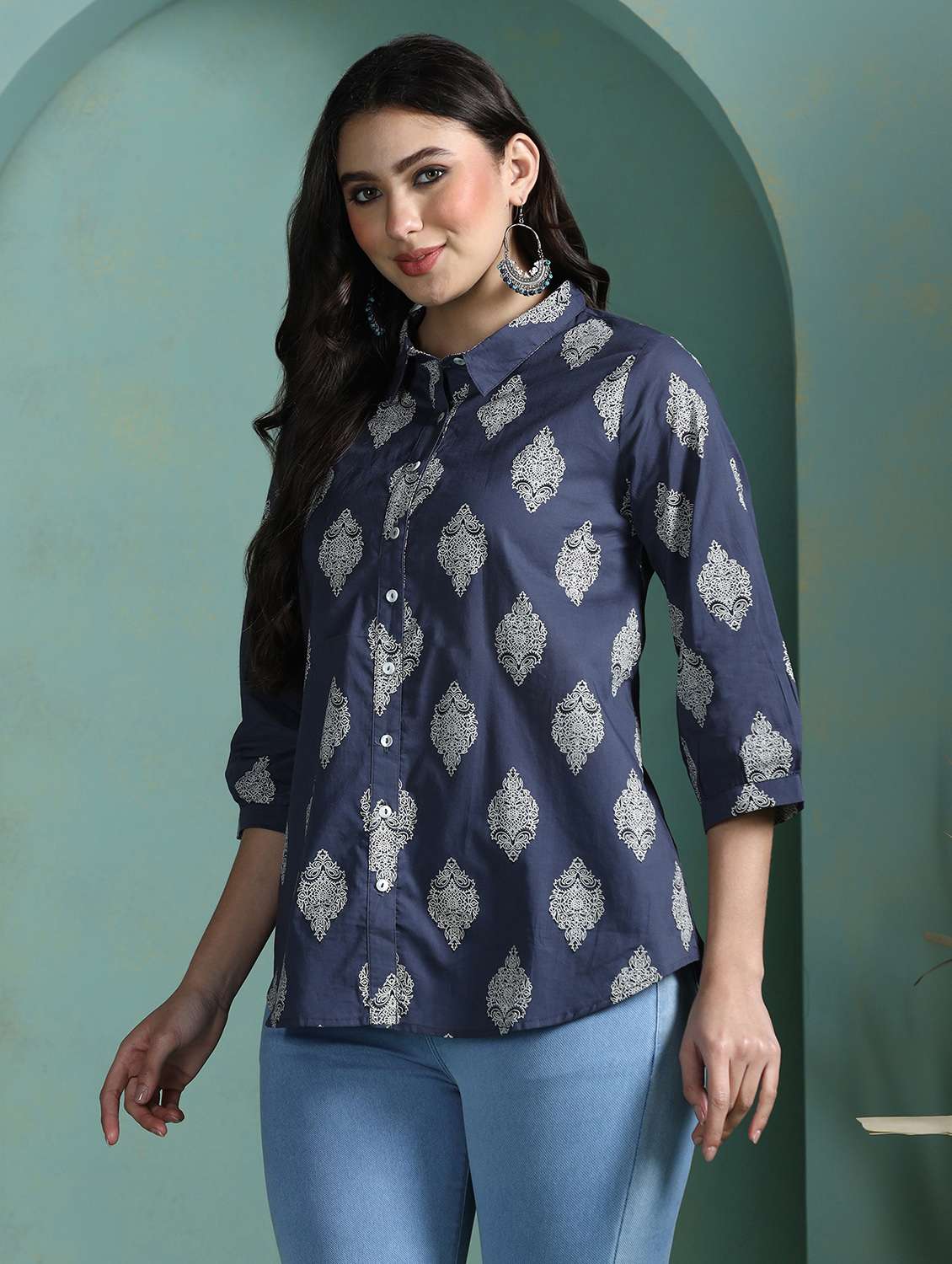 women grey cotton a-line tunic - 22449897 -  Standard Image - 3