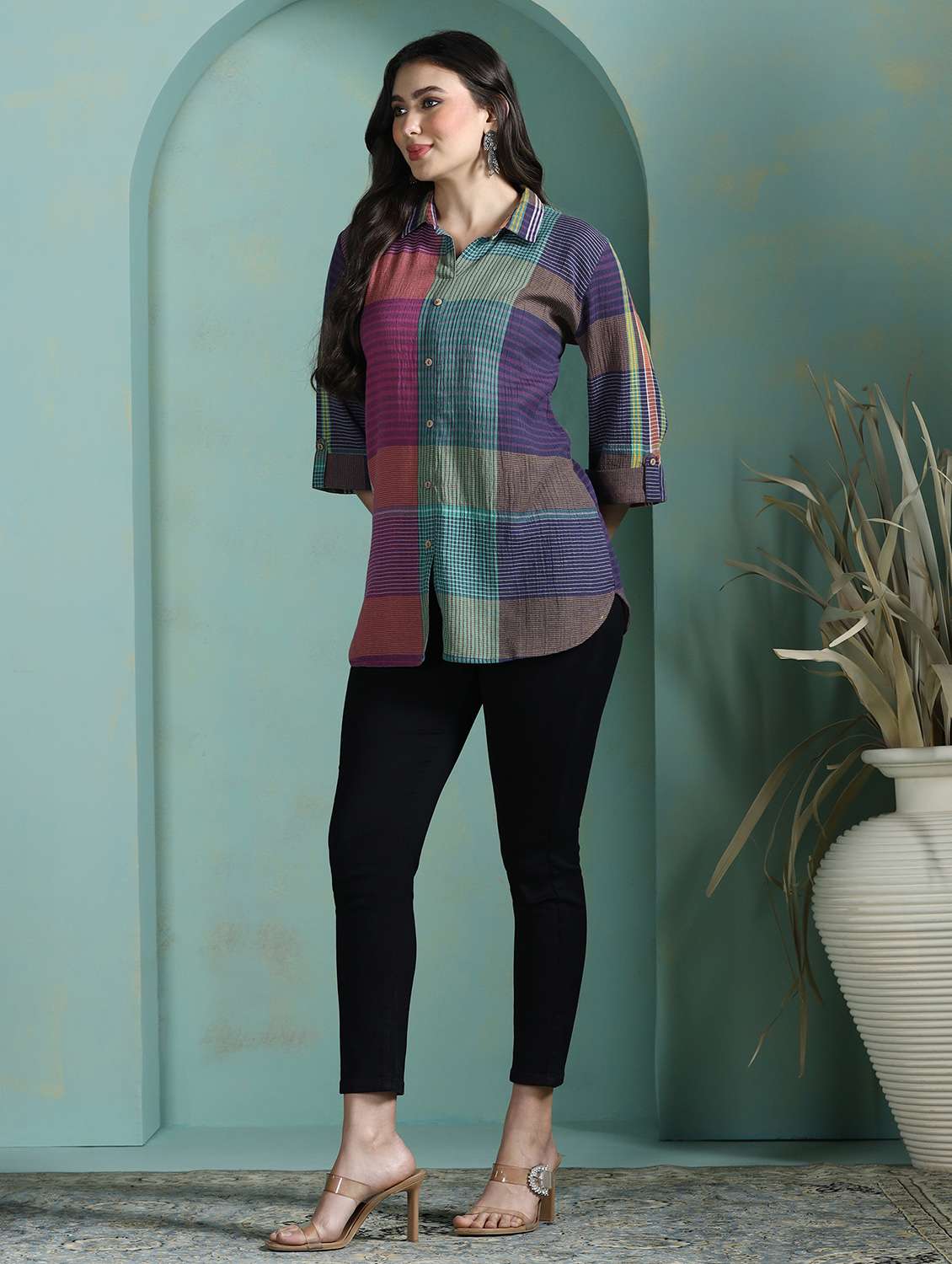  women multi colored cotton regular tunic - 22449902 -  Standard Image - 5