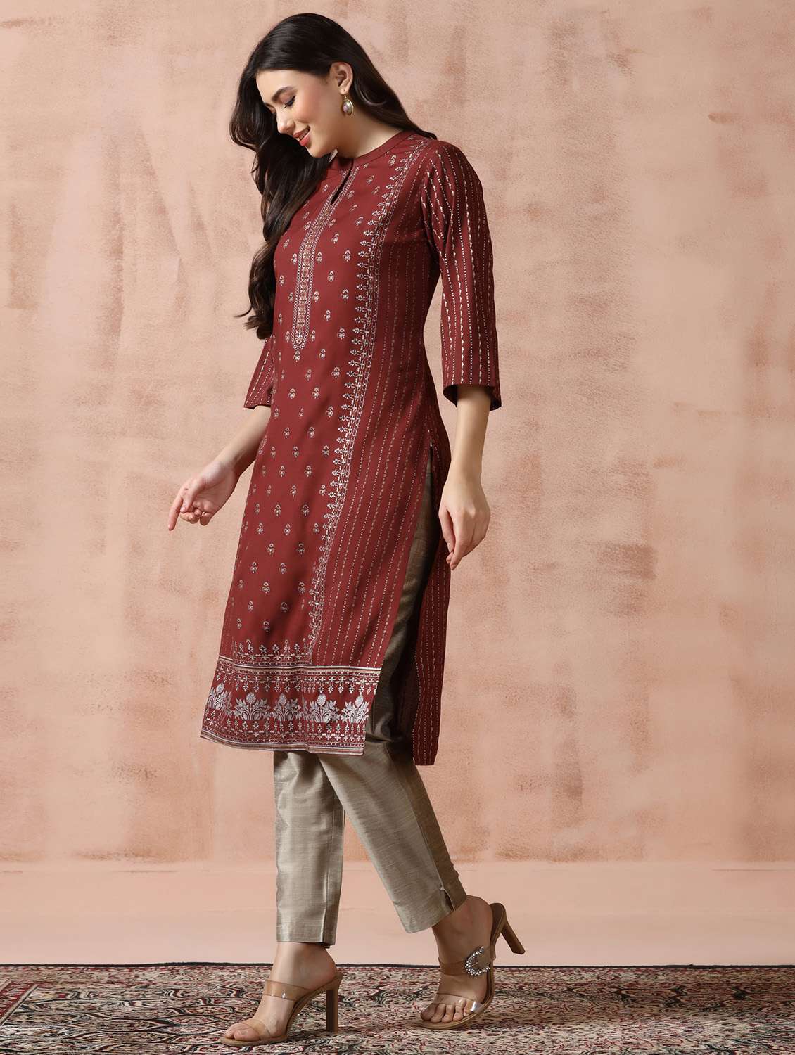  women brown rayon straight kurta - 22449907 -  Standard Image - 5