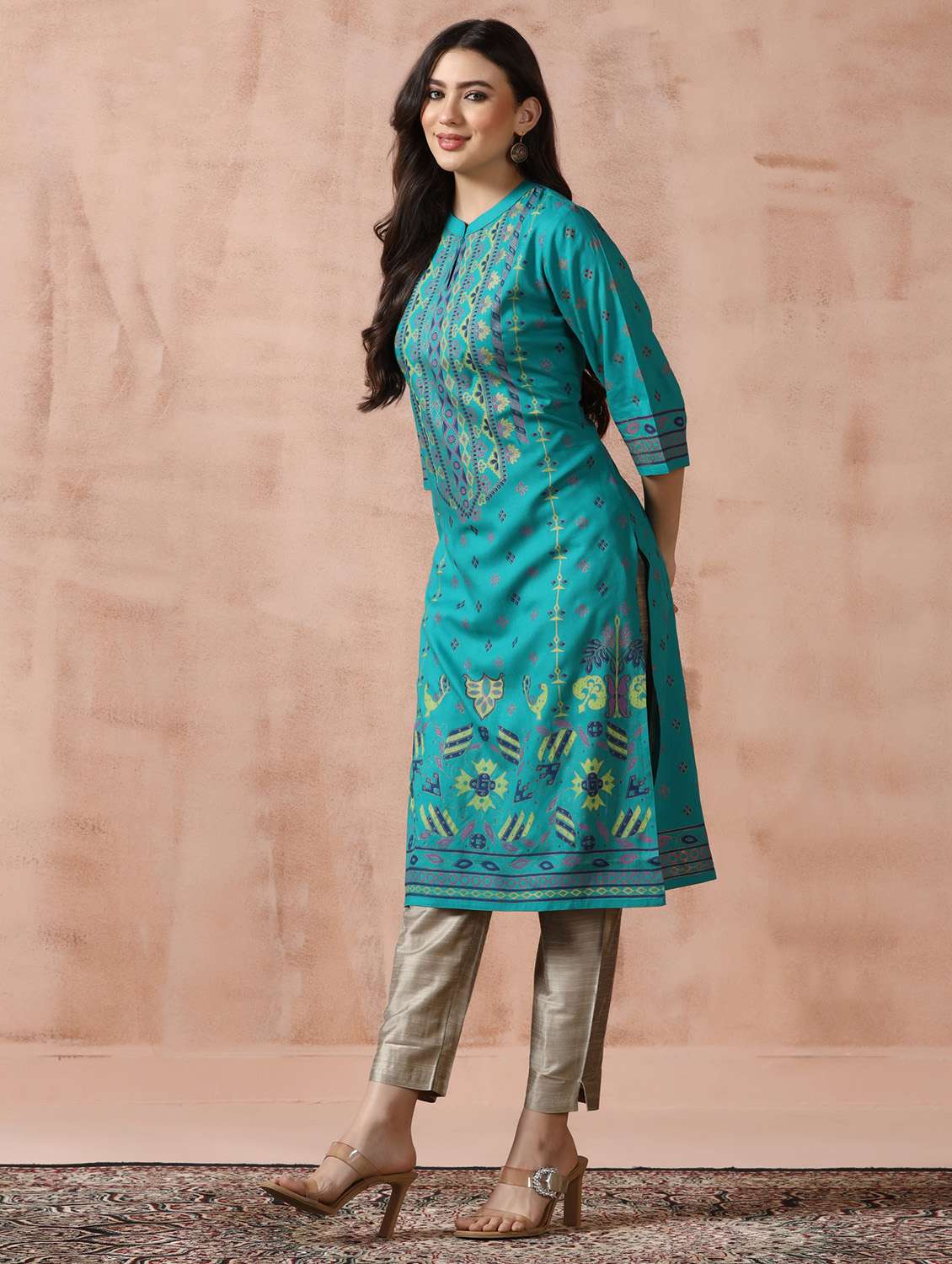  women blue rayon straight kurta - 22449914 -  Standard Image - 5