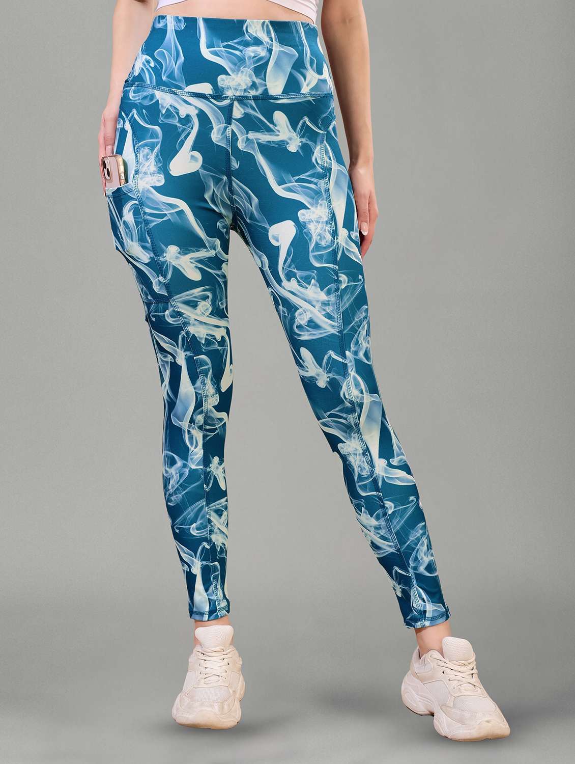 women printed mid rise yoga pants