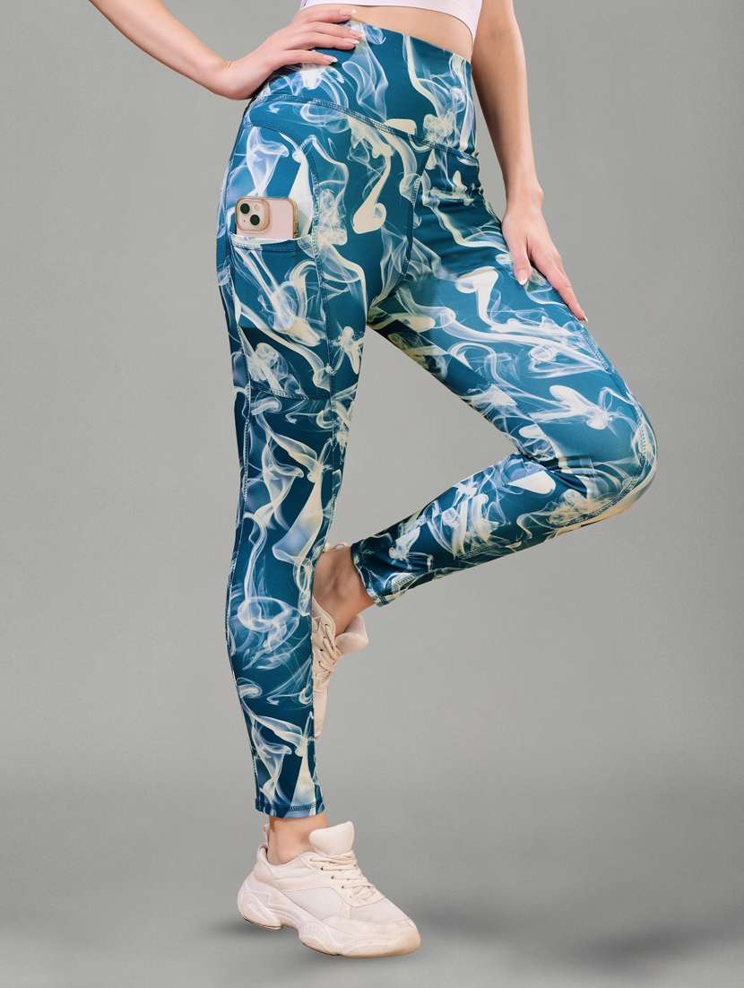 women printed mid rise yoga pants - 22450080 -  Standard Image - 3