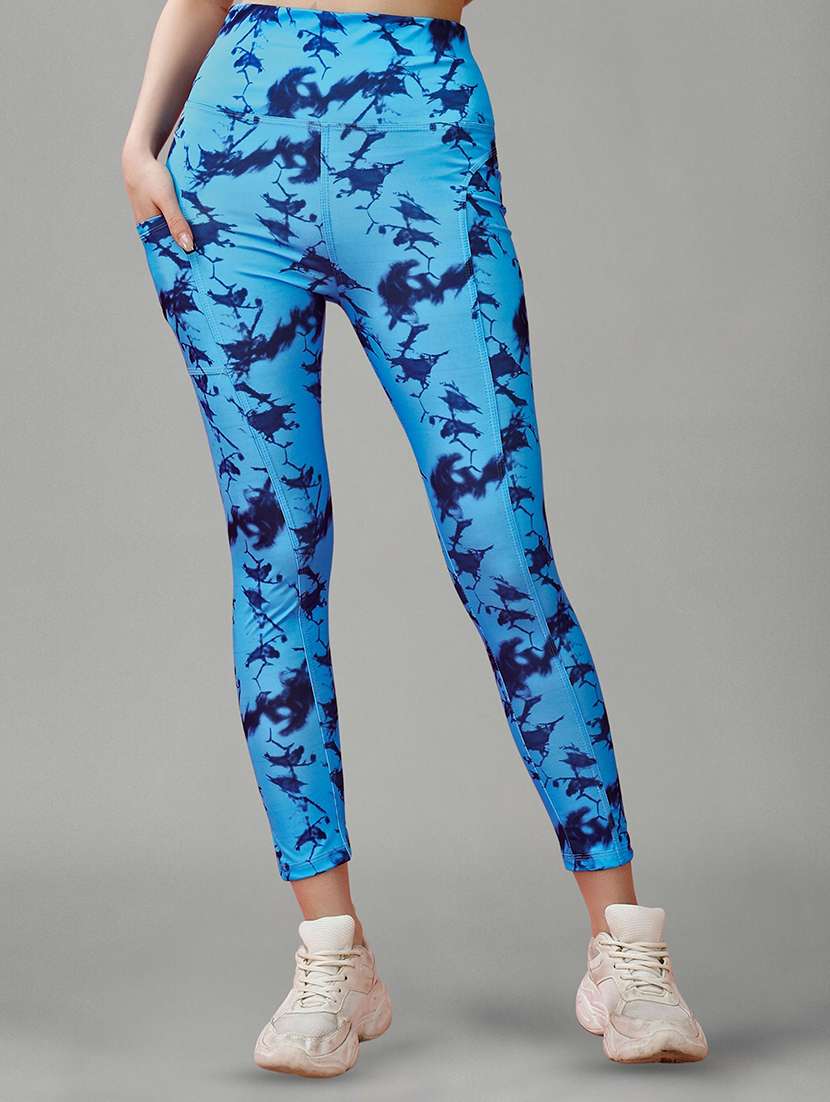 women printed mid rise yoga pants