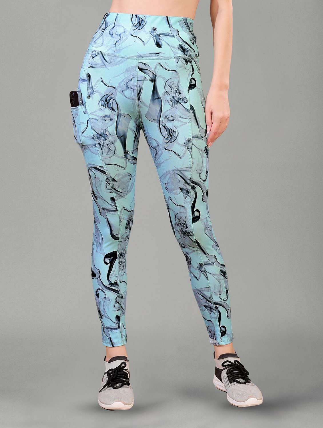 women printed mid rise yoga pants
