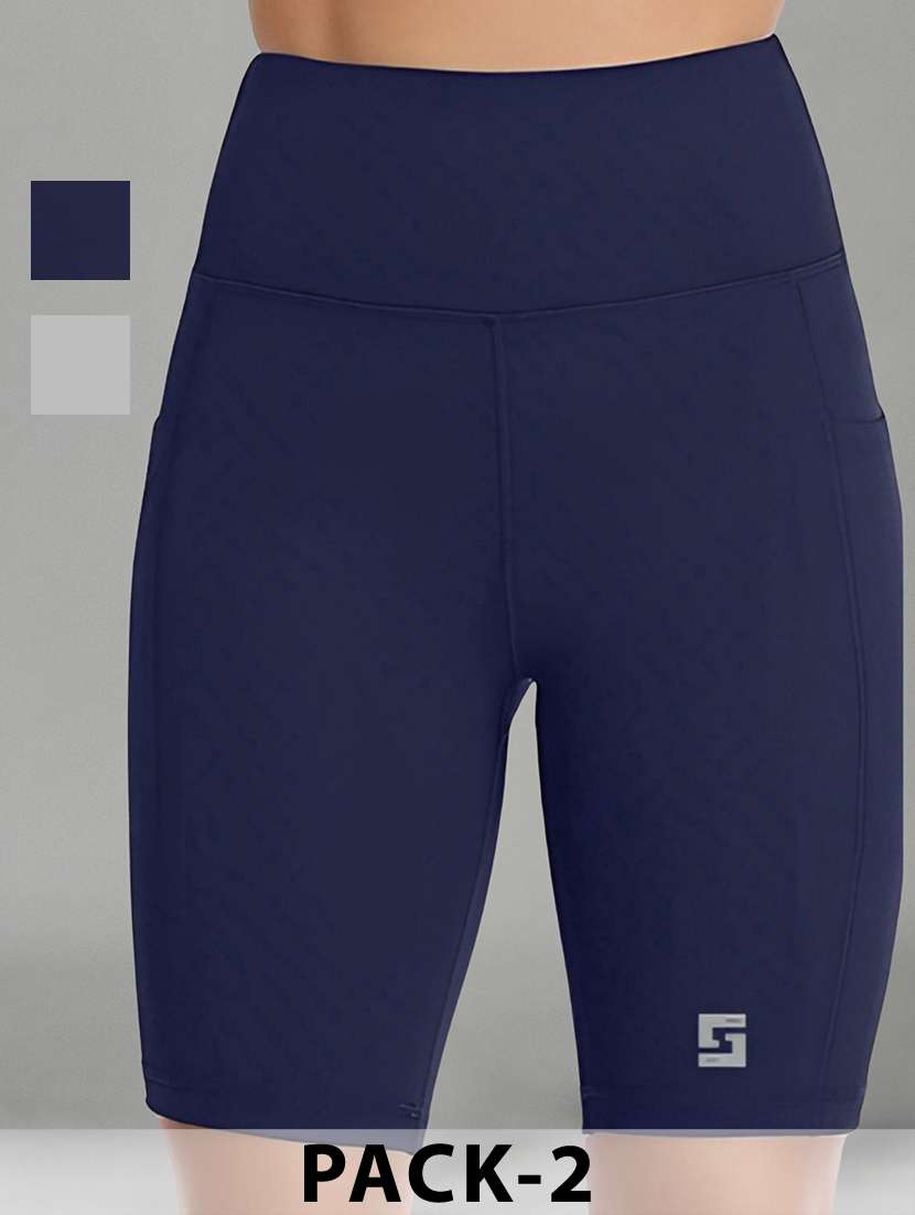women multi colored polyester sports shorts short