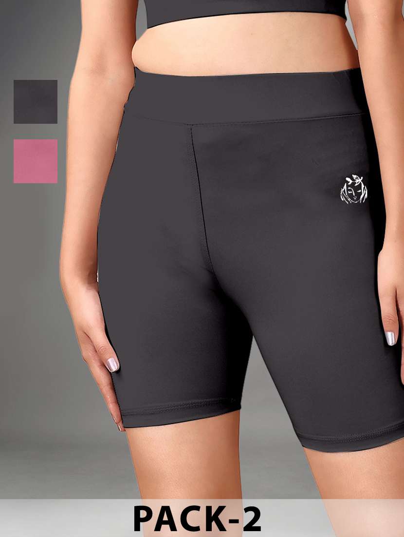 women multi colored polyester sports shorts short