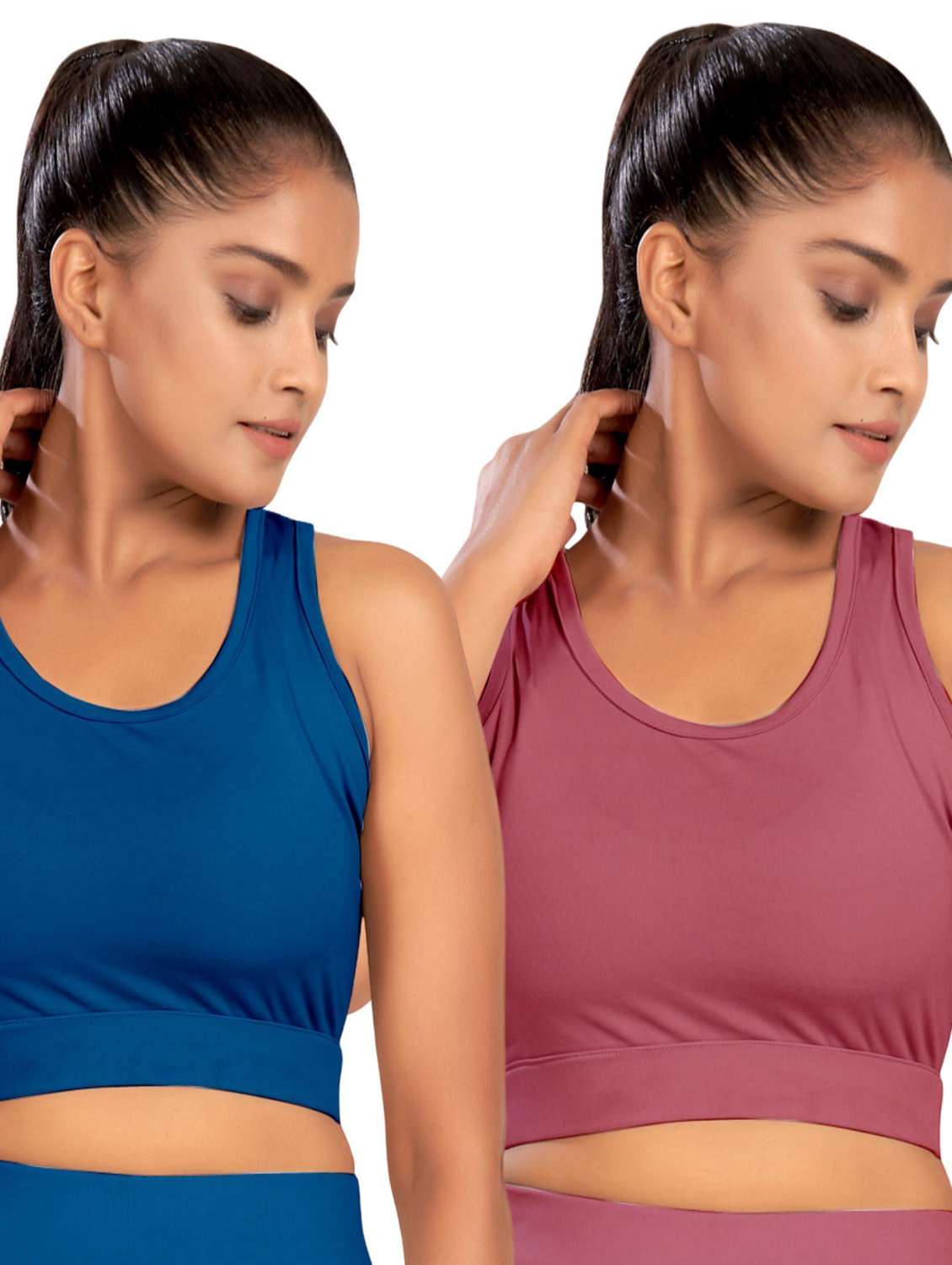 women pack of 2 solid non padded sports bra