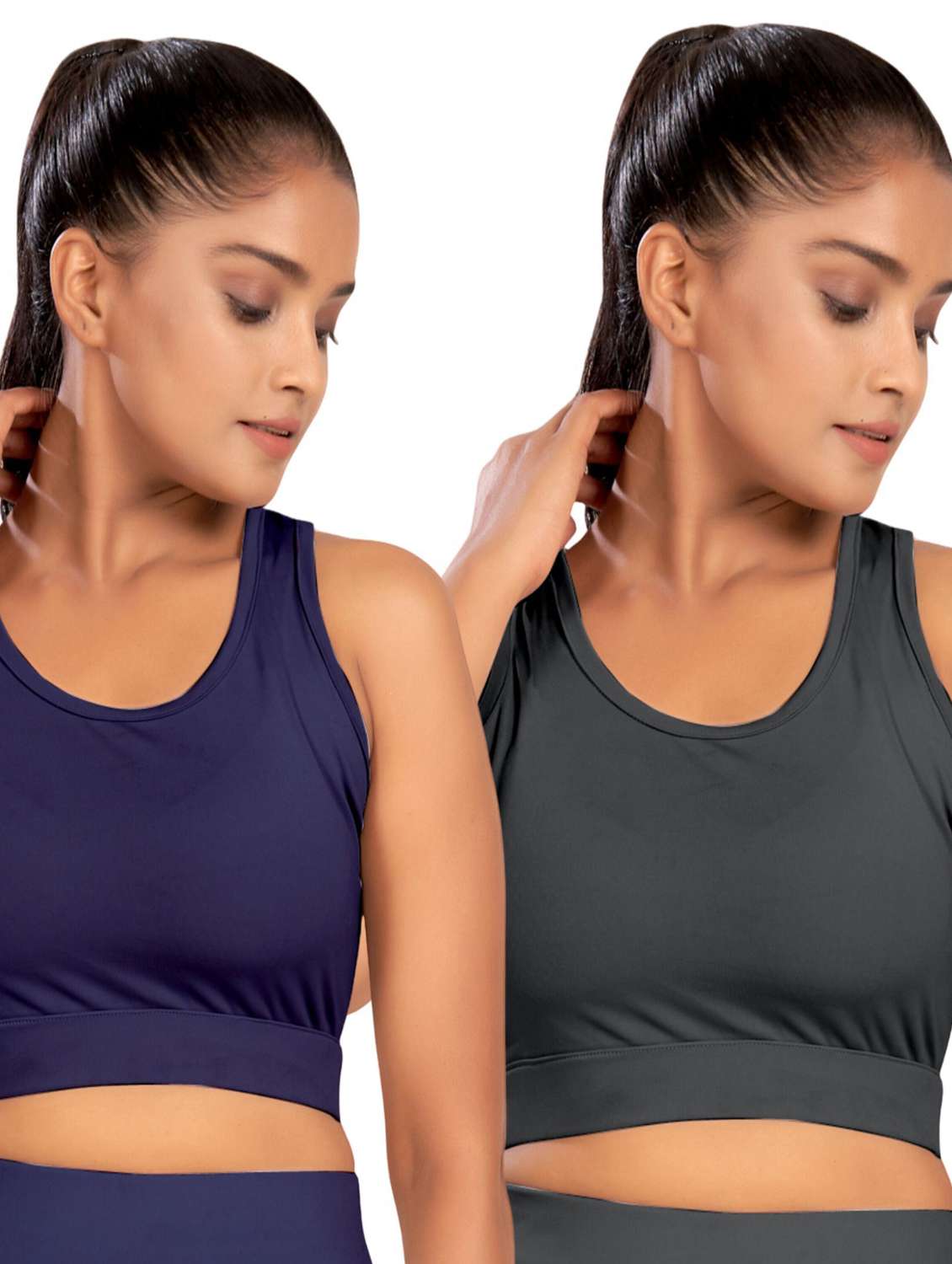 women pack of 2 solid non padded sports bra