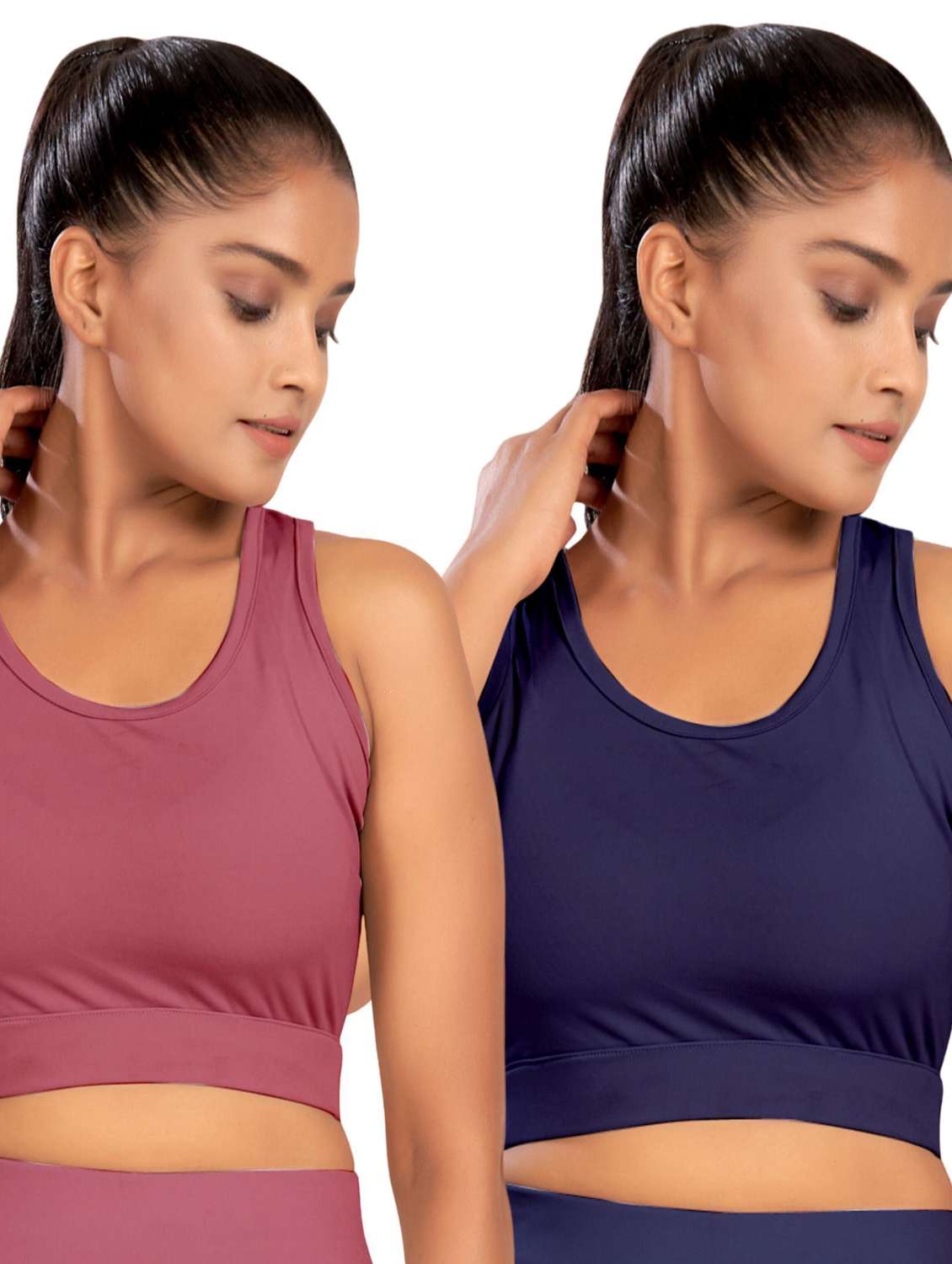 women pack of 2 solid non padded sports bra