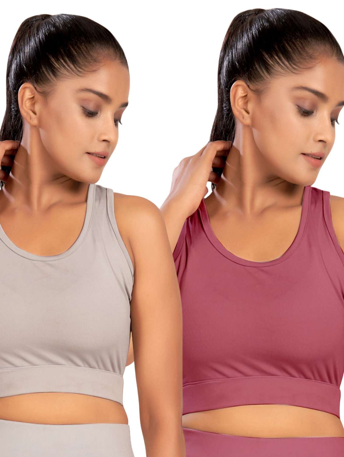 women pack of 2 solid non padded sports bra