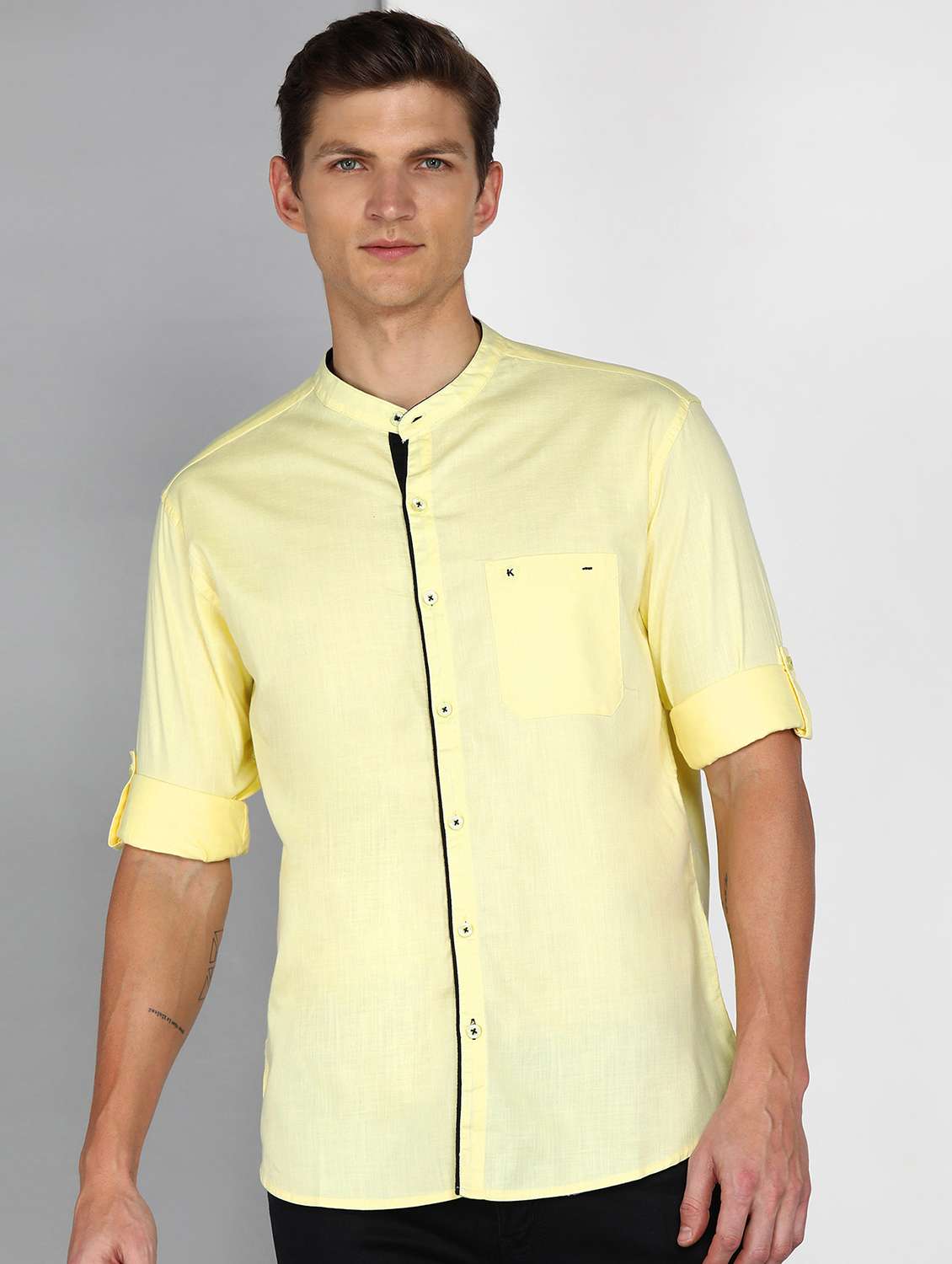men solid long sleeve regular fit casual shirt